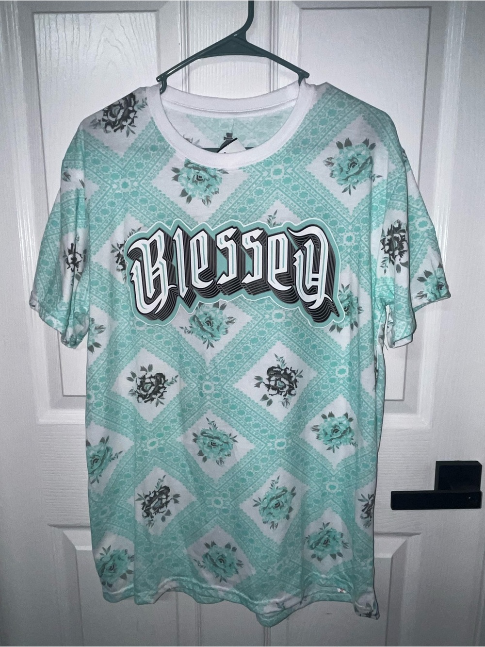 NWT Launder men short sleeves T-shirt large blue floral